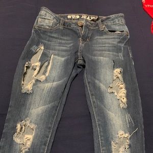 Girls blue jeans wit rips size 10